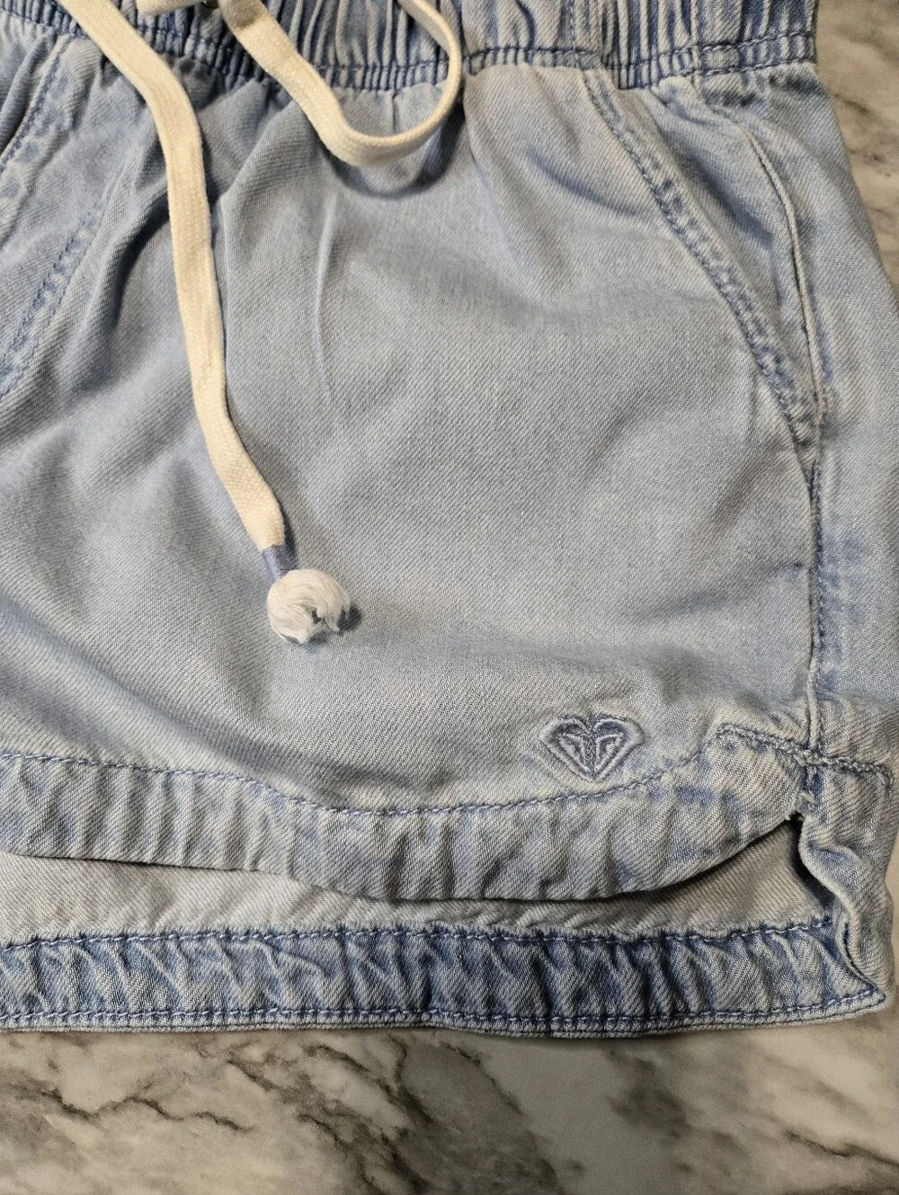 Roxy Light Blue Elastic Waist Drawstring Shorts
